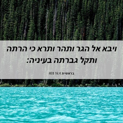 Picture 06 - בראשית 16:4 HEB - ויבא אל הגר ותהר ותרא כי - Bible Verse Picture