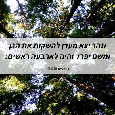 Picture 06 - בראשית 2:10 HEB - ונהר יצא מעדן להשקות את הגן - Bible Verse Picture