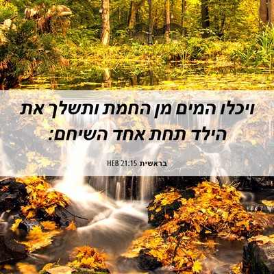 Picture 06 - בראשית 21:15 HEB - ויכלו המים מן החמת ותשלך את - Bible Verse Picture