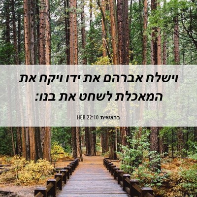 Picture 06 - בראשית 22:10 HEB - וישלח אברהם את ידו ויקח את - Bible Verse Picture