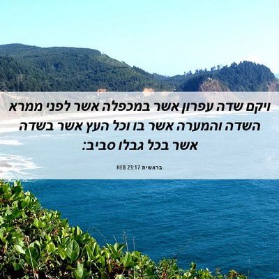 Picture 06 - בראשית 23:17 HEB - ויקם שדה עפרון אשר במכפלה - Bible Verse Picture