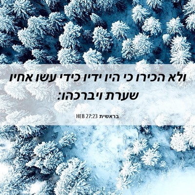 Picture 06 - בראשית 27:23 HEB - ולא הכירו כי היו ידיו כידי - Bible Verse Picture