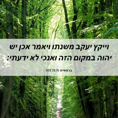 Picture 06 - בראשית 28:16 HEB - וייקץ יעקב משנתו ויאמר אכן - Bible Verse Picture