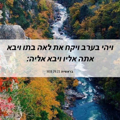 Picture 06 - בראשית 29:23 HEB - ויהי בערב ויקח את לאה בתו - Bible Verse Picture