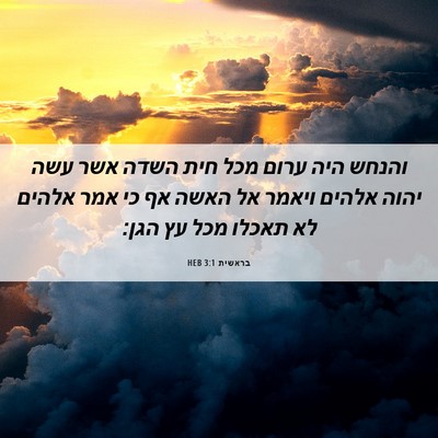 Picture 06 - בראשית 3:1 HEB - והנחש היה ערום מכל חית השדה - Bible Verse Picture