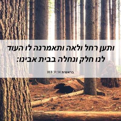Picture 06 - בראשית 31:14 HEB - ותען רחל ולאה ותאמרנה לו - Bible Verse Picture