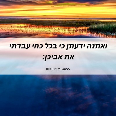Picture 06 - בראשית 31:6 HEB - ואתנה ידעתן כי בכל כחי - Bible Verse Picture