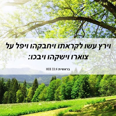 Picture 06 - בראשית 33:4 HEB - וירץ עשו לקראתו ויחבקהו - Bible Verse Picture
