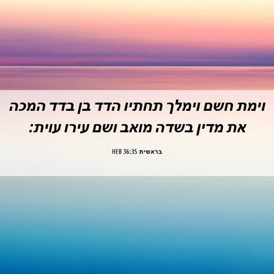 Picture 06 - בראשית 36:35 HEB - וימת חשם וימלך תחתיו הדד בן - Bible Verse Picture