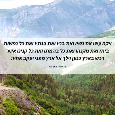 Picture 06 - בראשית 36:6 HEB - ויקח עשו את נשיו ואת בניו - Bible Verse Picture