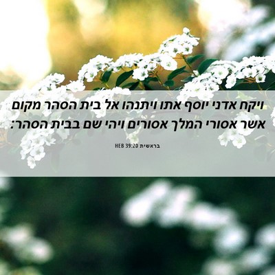 Picture 06 - בראשית 39:20 HEB - ויקח אדני יוסף אתו ויתנהו - Bible Verse Picture