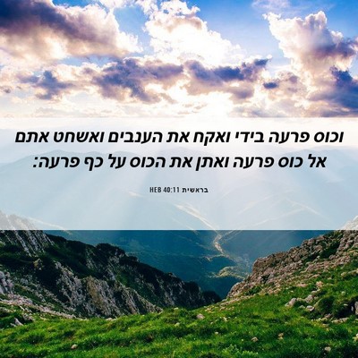 Picture 06 - בראשית 40:11 HEB - וכוס פרעה בידי ואקח את - Bible Verse Picture