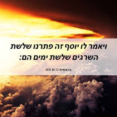 Picture 06 - בראשית 40:12 HEB - ויאמר לו יוסף זה פתרנו שלשת - Bible Verse Picture