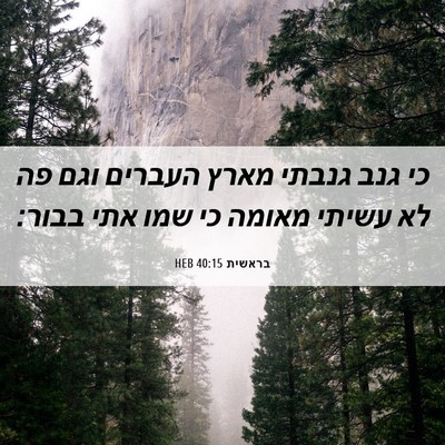 Picture 06 - בראשית 40:15 HEB - כי גנב גנבתי מארץ העברים - Bible Verse Picture