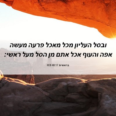 Picture 06 - בראשית 40:17 HEB - ובסל העליון מכל מאכל פרעה - Bible Verse Picture