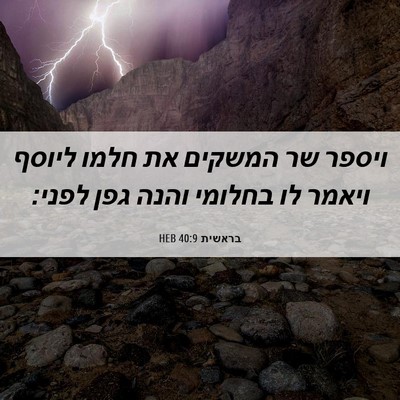 Picture 06 - בראשית 40:9 HEB - ויספר שר המשקים את חלמו - Bible Verse Picture