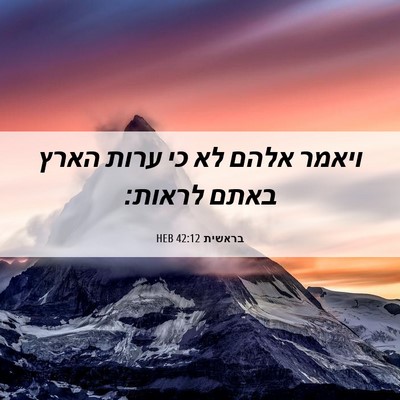 Picture 06 - בראשית 42:12 HEB - ויאמר אלהם לא כי ערות הארץ - Bible Verse Picture