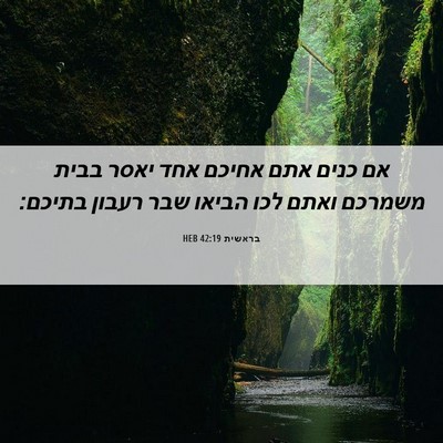 Picture 06 - בראשית 42:19 HEB - אם כנים אתם אחיכם אחד יאסר - Bible Verse Picture