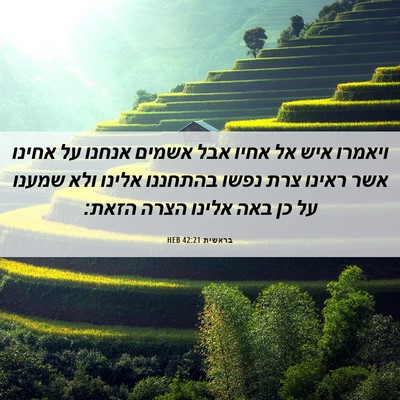 Picture 06 - בראשית 42:21 HEB - ויאמרו איש אל אחיו אבל - Bible Verse Picture