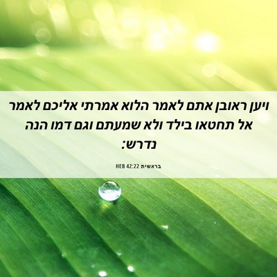 Picture 06 - בראשית 42:22 HEB - ויען ראובן אתם לאמר הלוא - Bible Verse Picture