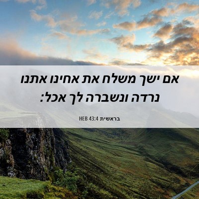 Picture 06 - בראשית 43:4 HEB - אם ישך משלח את אחינו אתנו - Bible Verse Picture