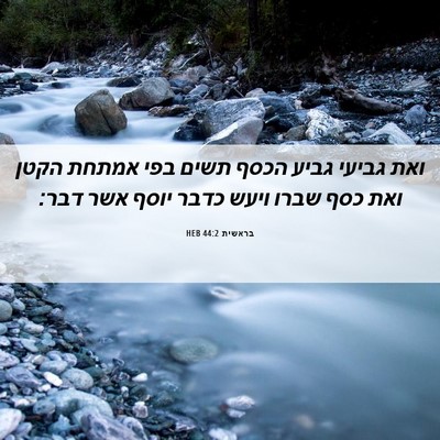 Picture 06 - בראשית 44:2 HEB - ואת גביעי גביע הכסף תשים - Bible Verse Picture