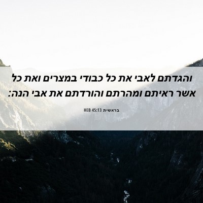 Picture 06 - בראשית 45:13 HEB - והגדתם לאבי את כל כבודי - Bible Verse Picture