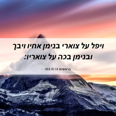Picture 06 - בראשית 45:14 HEB - ויפל על צוארי בנימן אחיו - Bible Verse Picture