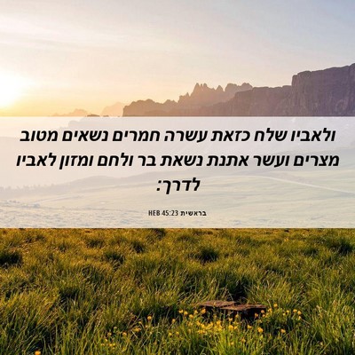 Picture 06 - בראשית 45:23 HEB - ולאביו שלח כזאת עשרה חמרים - Bible Verse Picture