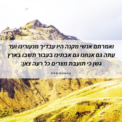 Picture 06 - בראשית 46:34 HEB - ואמרתם אנשי מקנה היו עבדיך - Bible Verse Picture