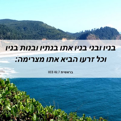 Picture 06 - בראשית 46:7 HEB - בניו ובני בניו אתו בנתיו - Bible Verse Picture