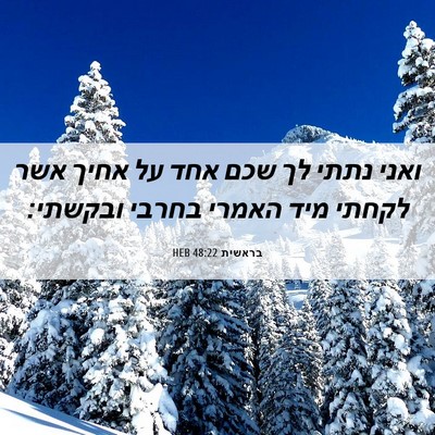 Picture 06 - בראשית 48:22 HEB - ואני נתתי לך שכם אחד על - Bible Verse Picture