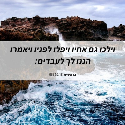 Picture 06 - בראשית 50:18 HEB - וילכו גם אחיו ויפלו לפניו - Bible Verse Picture