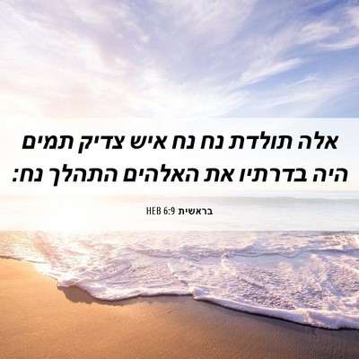 Picture 06 - בראשית 6:9 HEB - אלה תולדת נח נח איש צדיק - Bible Verse Picture