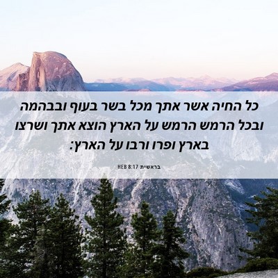 Picture 06 - בראשית 8:17 HEB - כל החיה אשר אתך מכל בשר - Bible Verse Picture