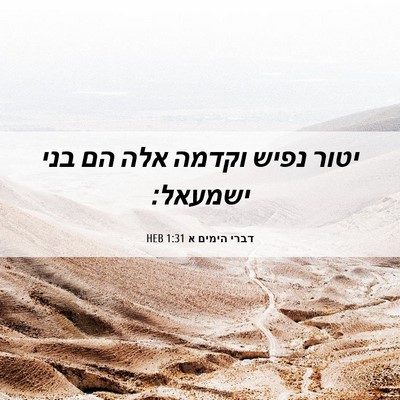 Picture 06 - דברי הימים א 1:31 HEB - יטור נפיש וקדמה אלה הם בני - Bible Verse Picture