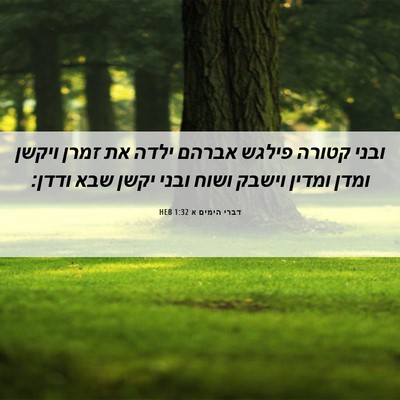 Picture 06 - דברי הימים א 1:32 HEB - ובני קטורה פילגש אברהם - Bible Verse Picture