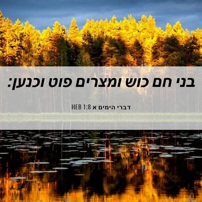 Picture 06 - דברי הימים א 1:8 HEB - בני חם כוש ומצרים פוט - Bible Verse Picture