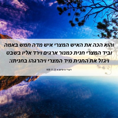 Picture 06 - דברי הימים א 11:23 HEB - והוא הכה את האיש המצרי איש - Bible Verse Picture