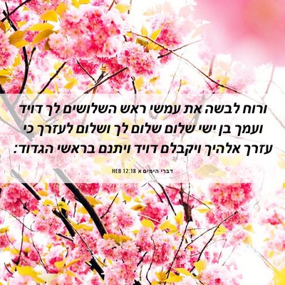 Picture 06 - דברי הימים א 12:18 HEB - ורוח לבשה את עמשי ראש - Bible Verse Picture