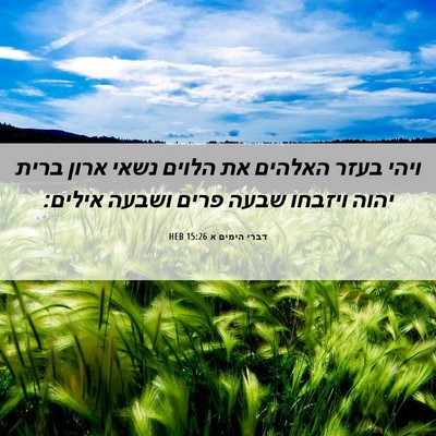 Picture 06 - דברי הימים א 15:26 HEB - ויהי בעזר האלהים את הלוים - Bible Verse Picture