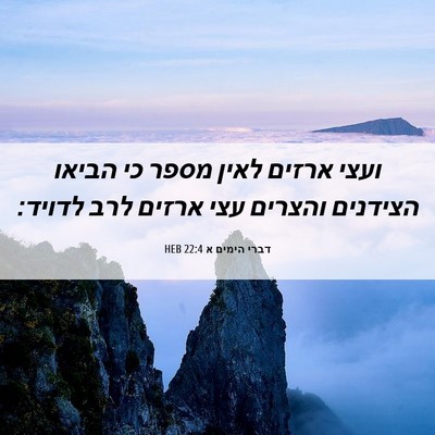 Picture 06 - דברי הימים א 22:4 HEB - ועצי ארזים לאין מספר כי - Bible Verse Picture