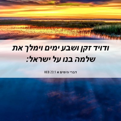 Picture 06 - דברי הימים א 23:1 HEB - ודויד זקן ושבע ימים וימלך - Bible Verse Picture
