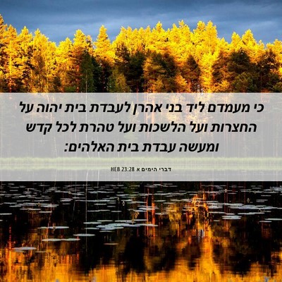 Picture 06 - דברי הימים א 23:28 HEB - כי מעמדם ליד בני אהרן לעבדת - Bible Verse Picture