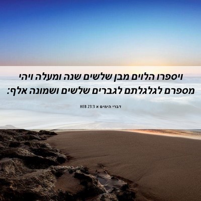 Picture 06 - דברי הימים א 23:3 HEB - ויספרו הלוים מבן שלשים שנה - Bible Verse Picture