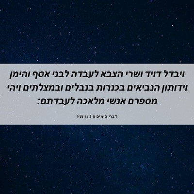 Picture 06 - דברי הימים א 25:1 HEB - ויבדל דויד ושרי הצבא לעבדה - Bible Verse Picture