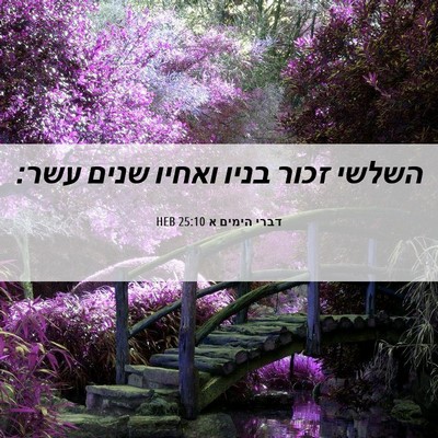 Picture 06 - דברי הימים א 25:10 HEB - השלשי זכור בניו ואחיו שנים - Bible Verse Picture
