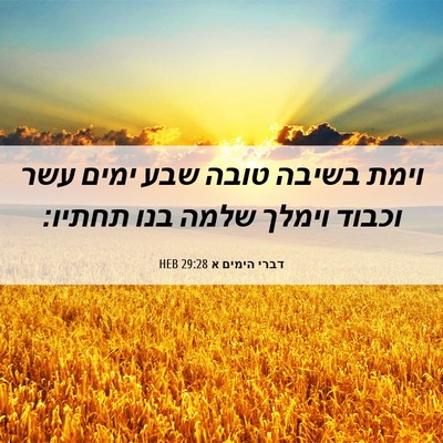 Picture 06 - דברי הימים א 29:28 HEB - וימת בשיבה טובה שבע ימים - Bible Verse Picture