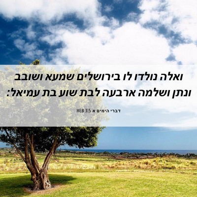 Picture 06 - דברי הימים א 3:5 HEB - ואלה נולדו לו בירושלים - Bible Verse Picture