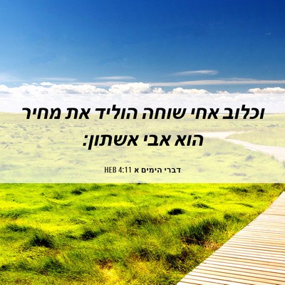 Picture 06 - דברי הימים א 4:11 HEB - וכלוב אחי שוחה הוליד את - Bible Verse Picture